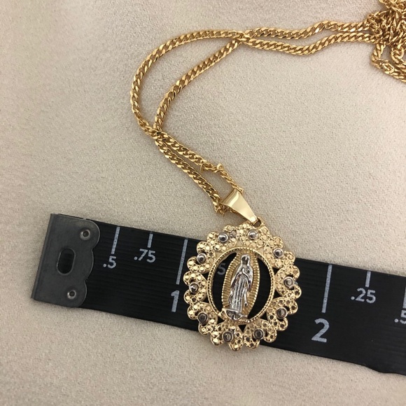 18k Gold Filled Virgin Mary/Cadena de la virgen Guadalupe - Picture 5 of 6